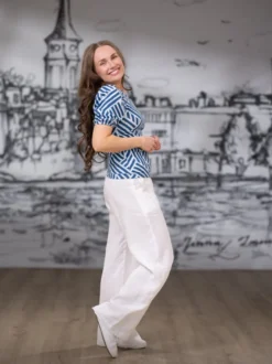 FRIDApaita lyhythiha (Siksak sininen / valkoinen trikoo)