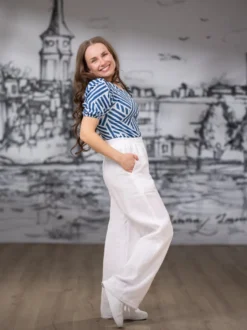 FRIDApaita lyhythiha (Siksak sininen / valkoinen trikoo)