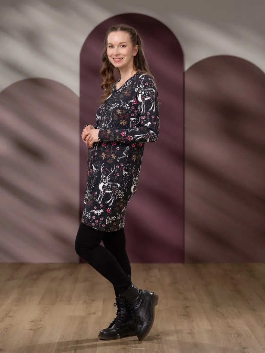 HELGAtunika (Porojen poluilla musta / pinkki trikoo)