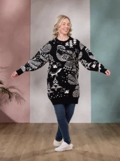 NEULEtunika (Sielulintu musta / luonnonvalkoinen puuvilla)