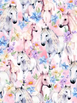 RUSETTIpanta (Flower horses vaaleanpunainen / sininen)