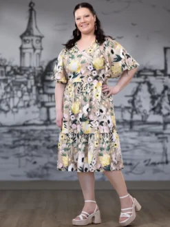 SANDRAmekko lyhythiha (Kuningatarkukka keltainen / beige trikoo)