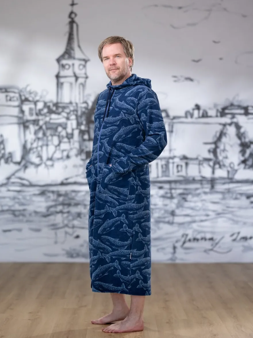 SAUNAtakki miesten (Lohen nappasin sininen joustofrotee)