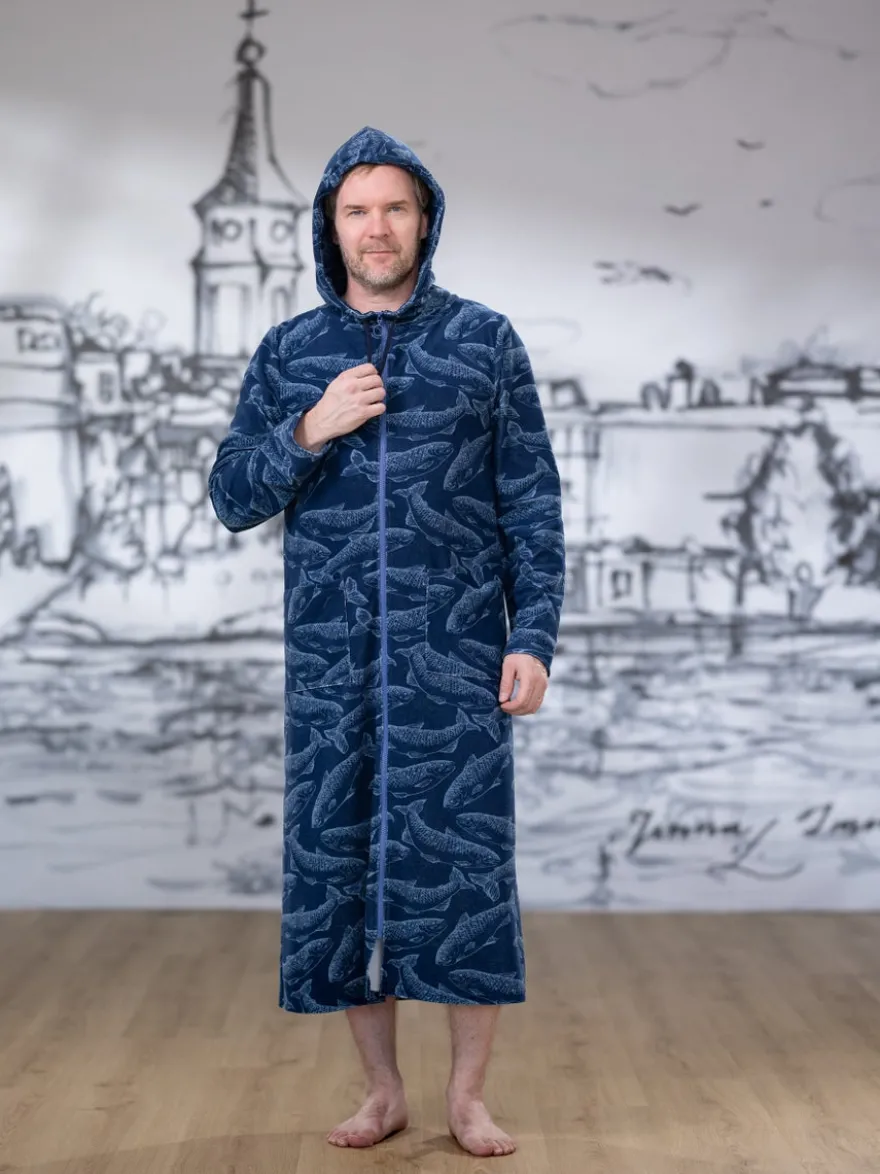 SAUNAtakki miesten (Lohen nappasin sininen joustofrotee)